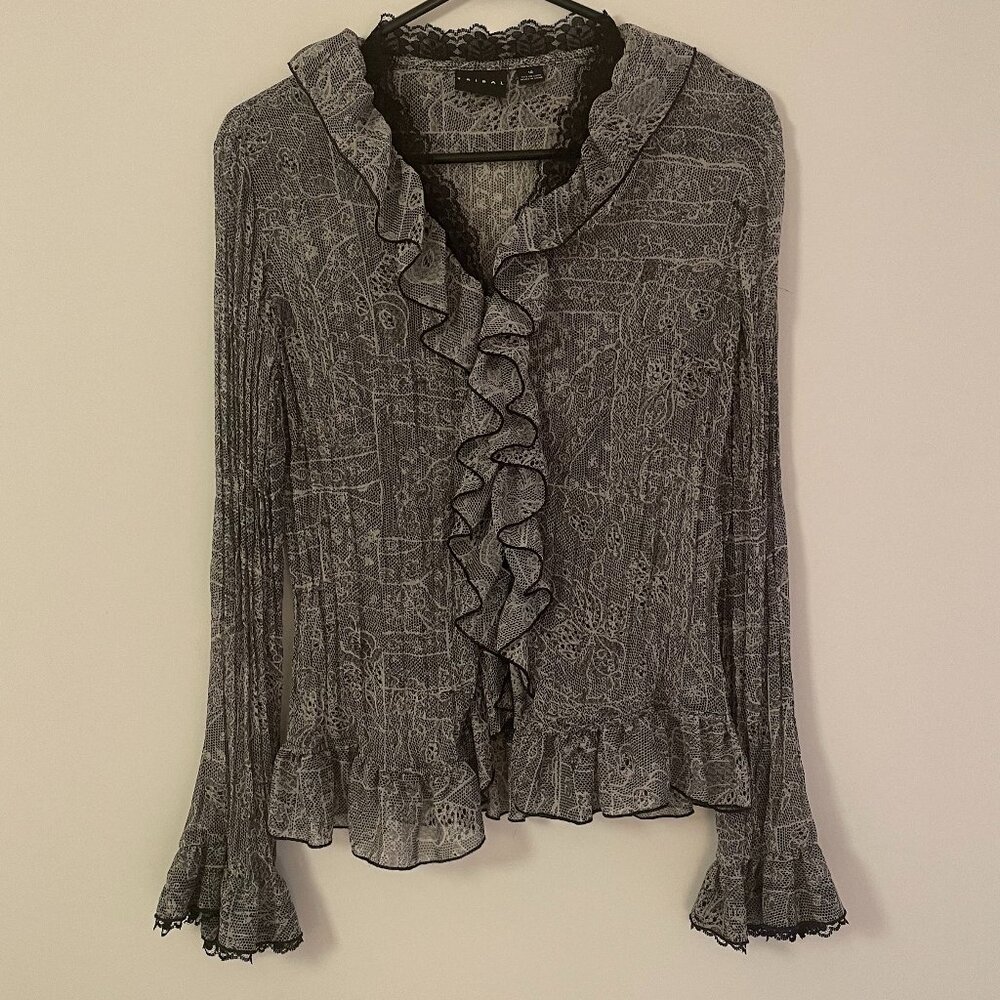 Y2K sheer ruffle blouse
